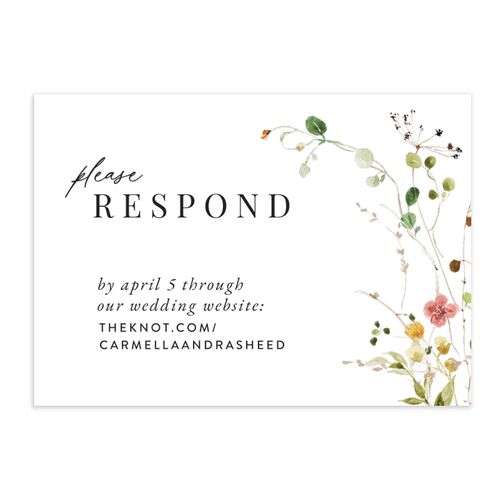 Delicate Wildflower URL RSVP Cards Peach Pink Signature Standard