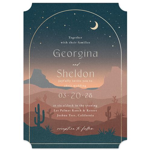 Desert Moon Wedding Invitations Gold Dark Night Signature Blank No Ticket