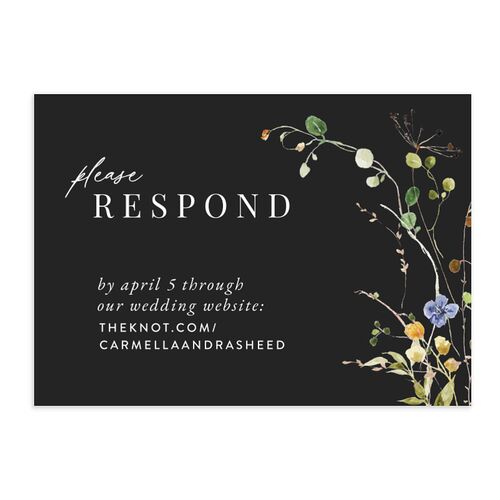 Delicate Wildflower URL RSVP Cards Licorice Signature Standard