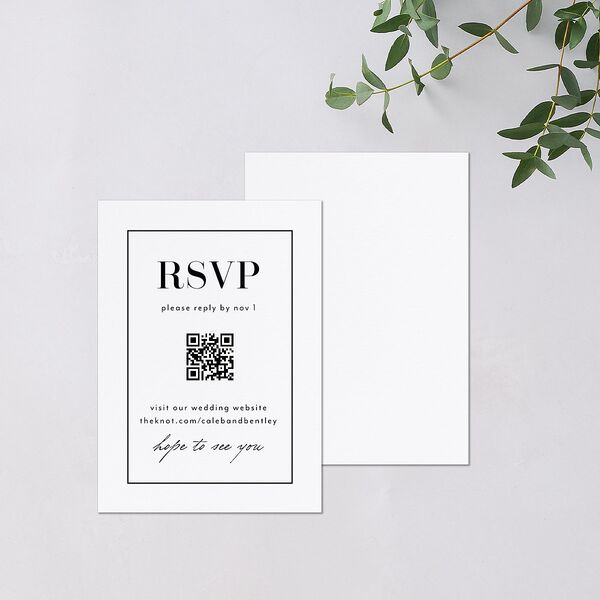 Classic Border QR Code RSVP Cards Pure White Signature Standard
