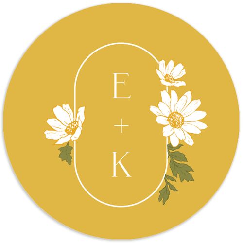 Monogram Daisies Wedding Stickers Sunflower Circle