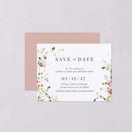 Delicate Wildflower Save the Date Petite Cards Peach Pink Signature smooth Blank No Standard