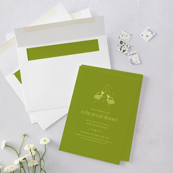 Til Death Do We Disco Rehearsal Dinner Invitations Pear Signature Blank Standard