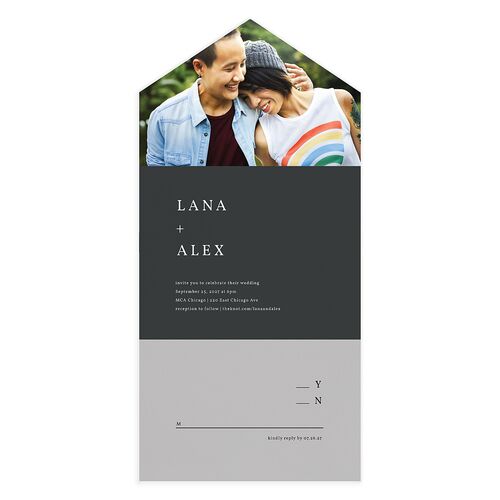 Natural Palette All-in-One Wedding Invitations Charcoal Signature Light Both Recipient and Return Addresses No