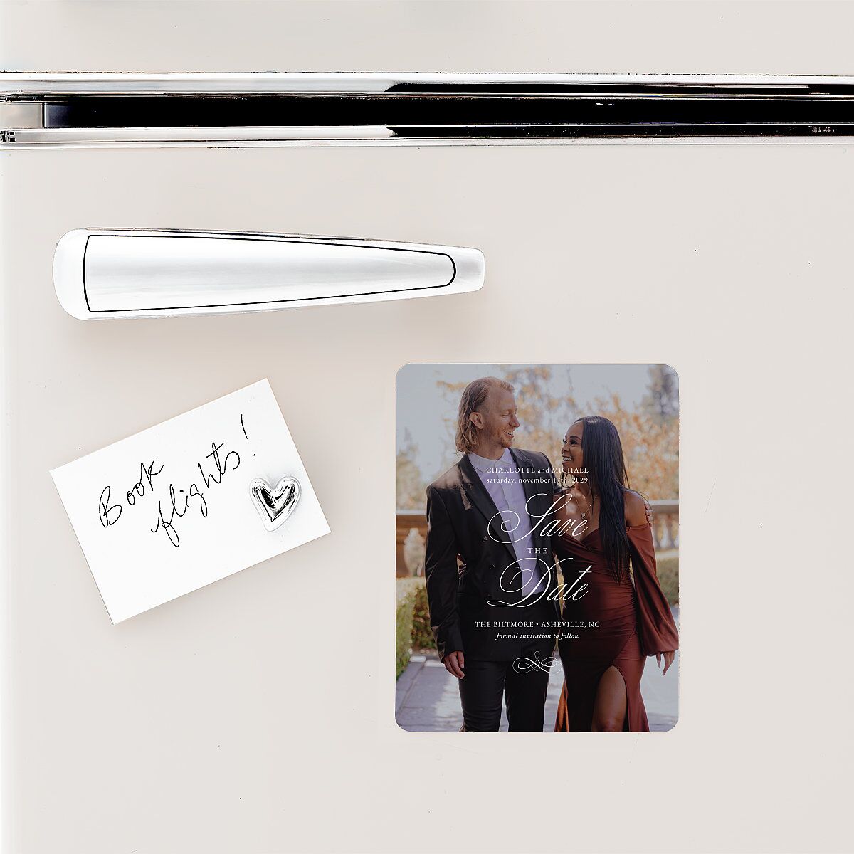 Classic Romantic Photo Save The Date Magnets Licorice Magnet Paper