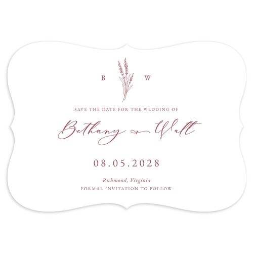 Vintage Lavender Save The Date Cards Mauve Signature smooth Blank No Bracket