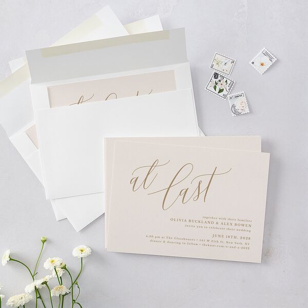 At Last Wedding Invitations Linen Signature Blank No Standard