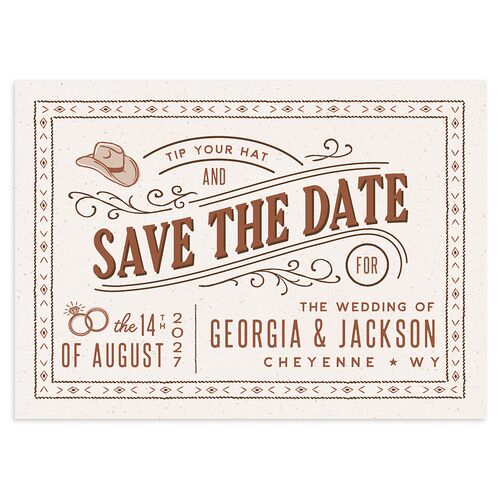 Western I Do BBQ Save the Date Cards Saddle Signature smooth Blank No Standard