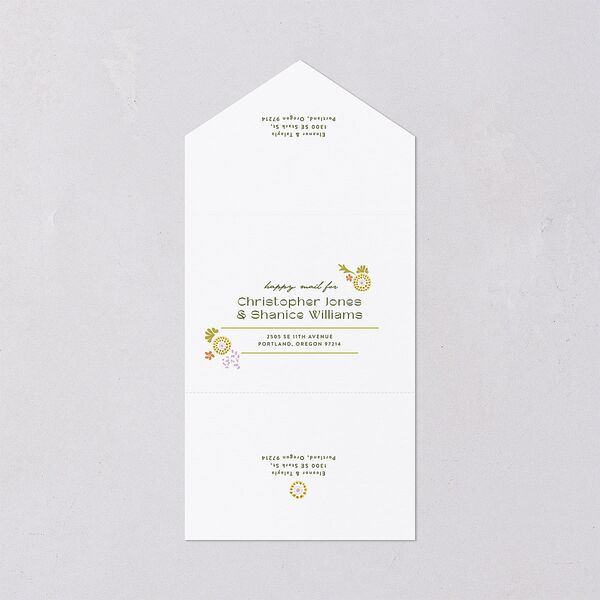 Wildflower Nouveau All-in-One Wedding Invitations Dark Camo Signature Light Both Recipient and Return Addresses No