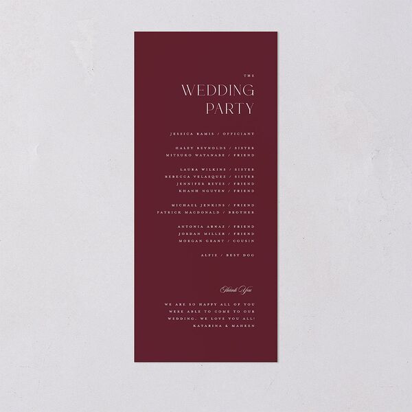 Ornate Threshold Wedding Programs Merlot Signature