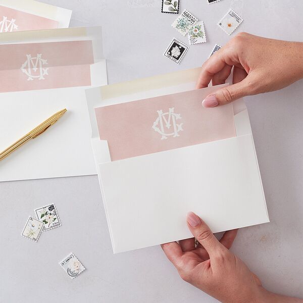 Maximalist Floral Crest Envelope Liners Pink Cotton Standard