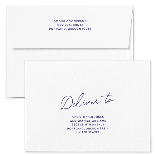 Hand Drawn Wavy Border Wedding Invitation Envelopes White Sapphire Both Recipient and Return Addresses Standard Signature