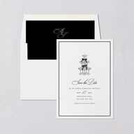 Classic Champagne with Bows Save the Date Cards Pure White Signature smooth Blank No Standard