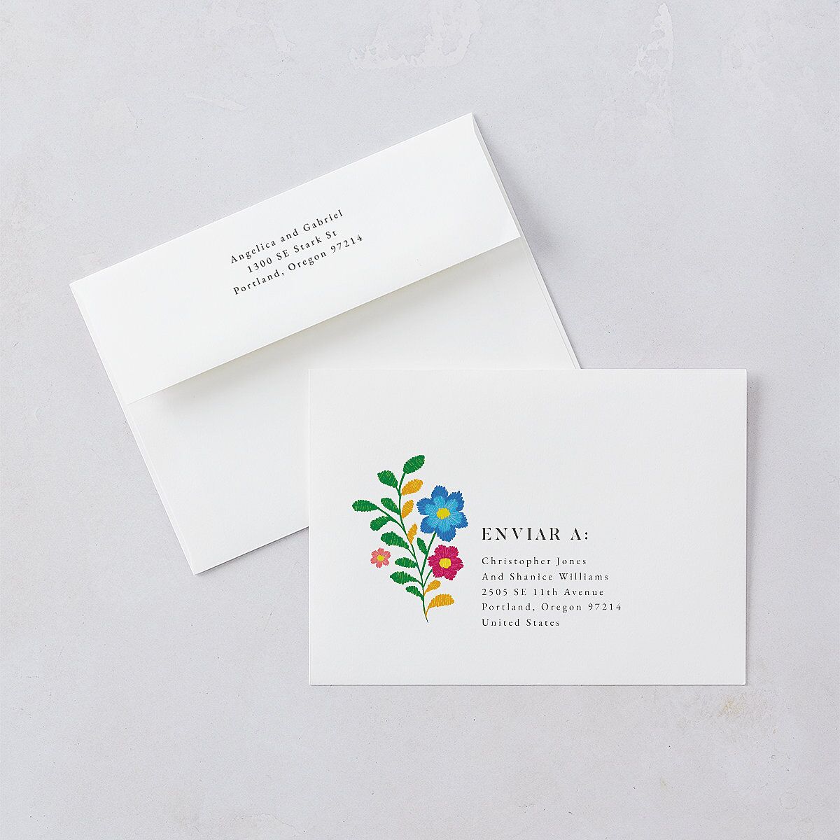 Mexican Bordados Florales Wedding Invitations Off-White Signature Blank No Standard