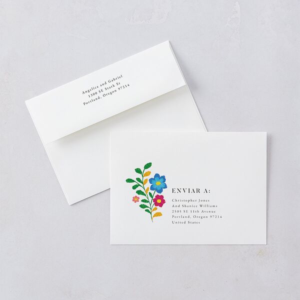 Mexican Bordados Florales Wedding Invitations Off-White Signature Blank No Standard