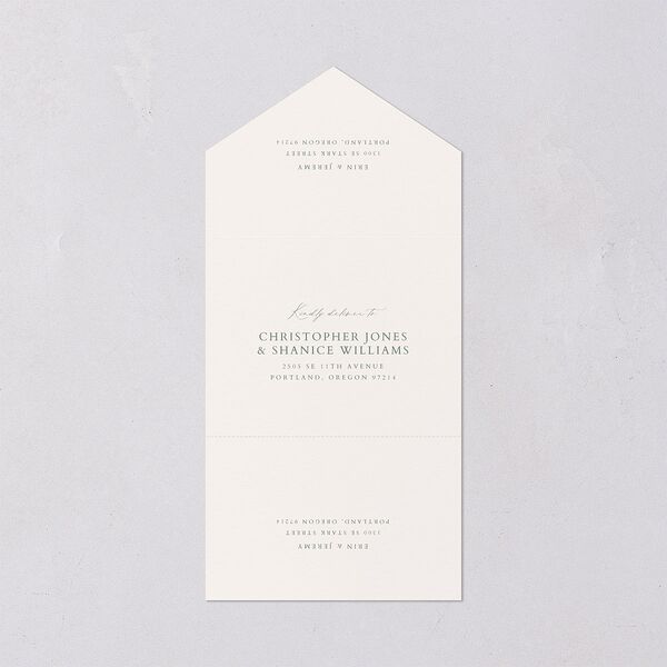 Butterfly Botanical Foil All-in-One Wedding Invitations Sage Signature Light Both Recipient and Return Addresses No