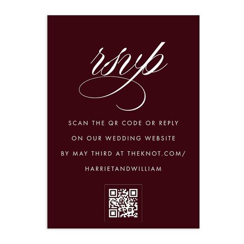 Polished Frame QR Code RSVP Cards Burgundy Signature Standard