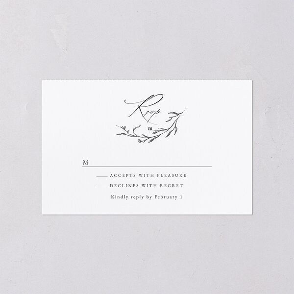 Illustrated Vines All-in-One Wedding Invitations Charcoal Signature Light Both Recipient and Return Addresses No