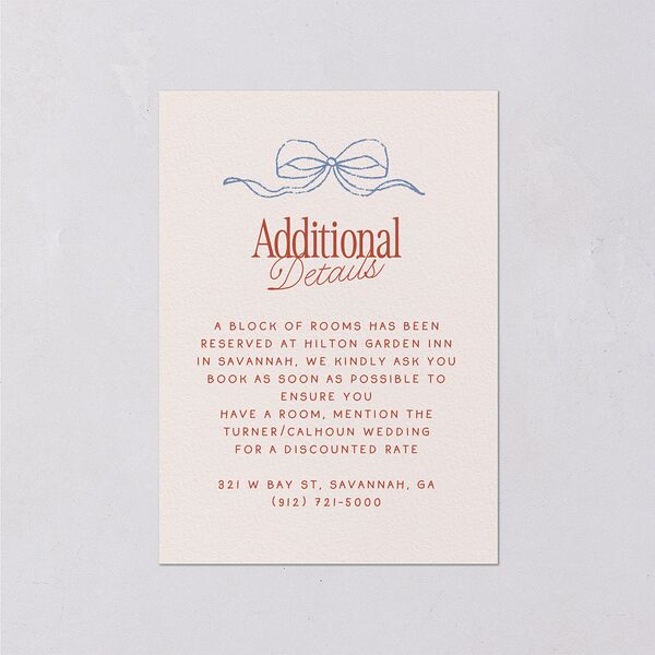 Modern Delicate Bows Wedding Enclosure Cards Jewel Red Signature Standard