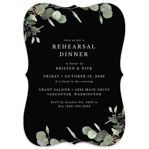Eucalyptus Frame Rehearsal Dinner Invitations Midnight Signature smooth Blank