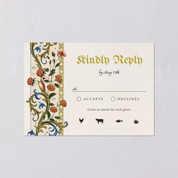 Medieval Renaissance Wedding Response Cards Moss Signature Standard