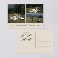 Vintage Cinematic Photo Save the Date Postcards Linen