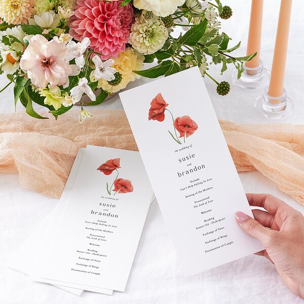 Wild Poppies Wedding Programs Pure White Signature