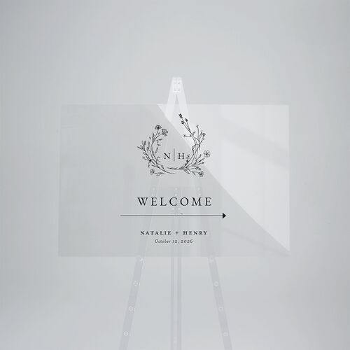 Natural Monogram Acrylic Direction Sign Large Midnight Navy Standard Acrylic L Direction
