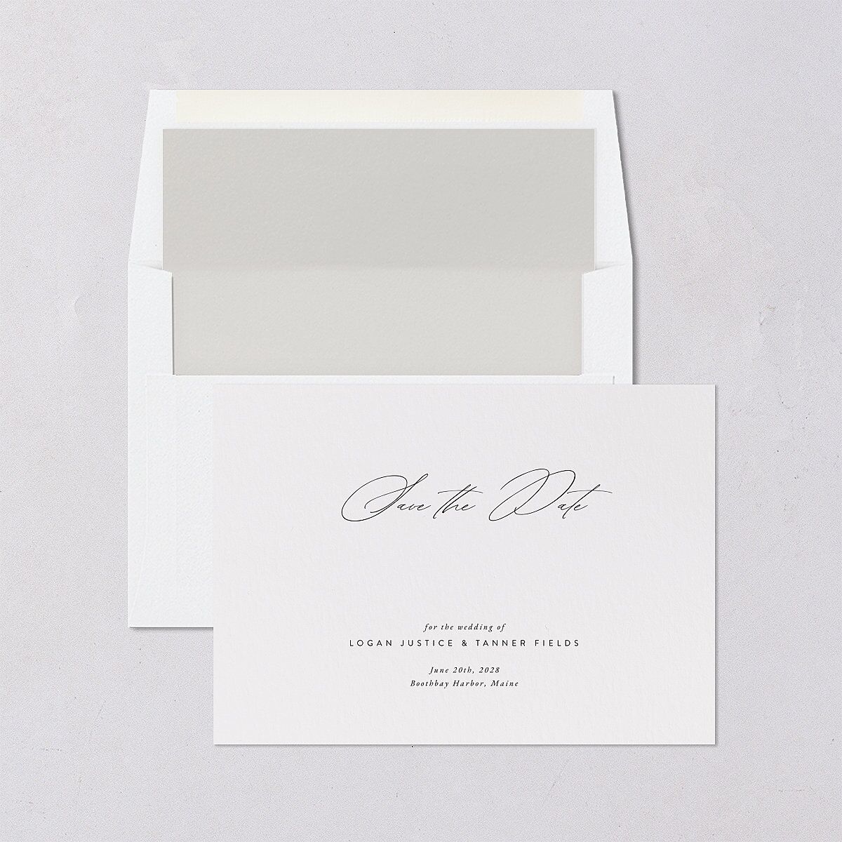 Romantic Minimal Save The Date Cards Snow Signature smooth Blank No