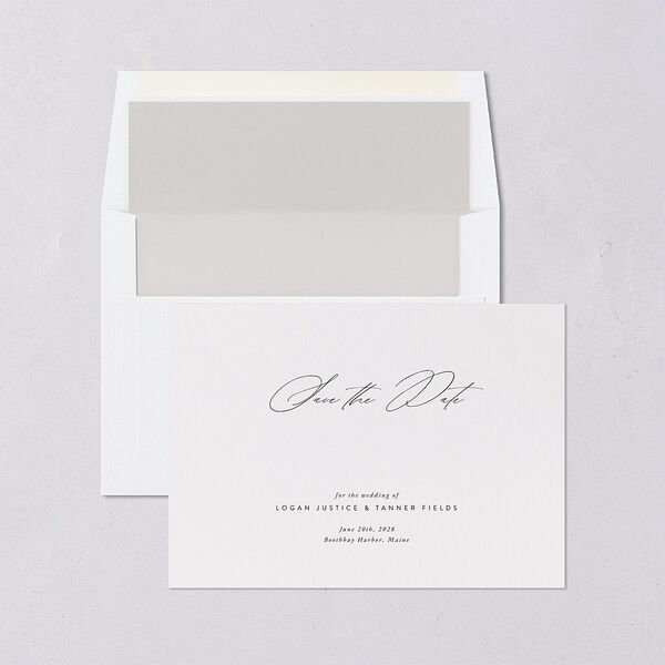 Romantic Minimal Save The Date Cards Snow Signature smooth Blank No