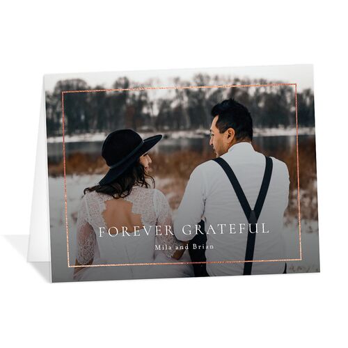 Aspen Thank You Cards Rose Gold Pure White