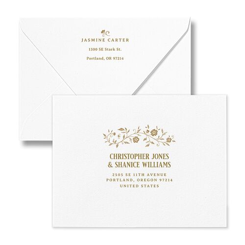 New Chapter Vintage Storybook Bridal Shower Thank You Card Euro Envelopes White Linen Both Recipient and Return Addresses Luxe Signature