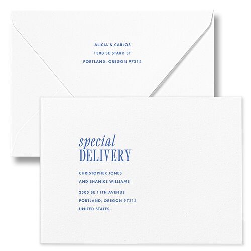 Editorial Promise Wedding Invitation Euro Envelopes White Cruise Both Recipient and Return Addresses Luxe Signature