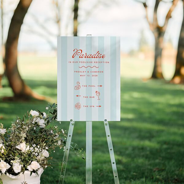 Cabana Stripes Standard Direction Sign Medium Pastel Blue Standard Indoor Foam Core M Direction