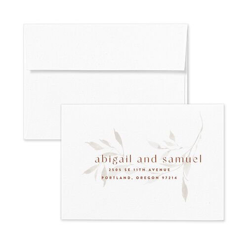 Pressed Leaves Wedding Response Card Standard Envelopes White Bisque Return Address Signature Standard