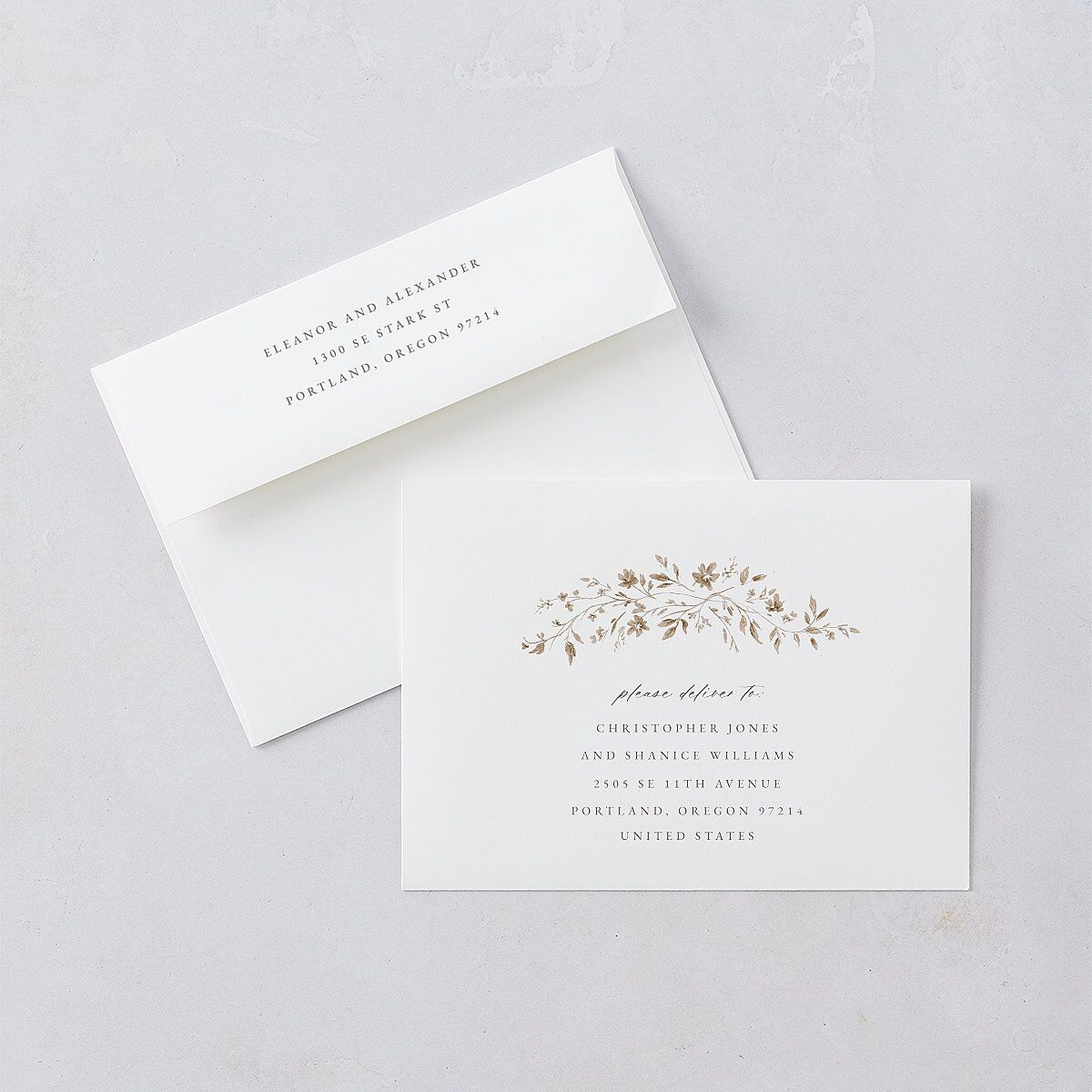 Timeless Floral Foil Wedding Invitations Gold Pure White Signature Blank No Standard