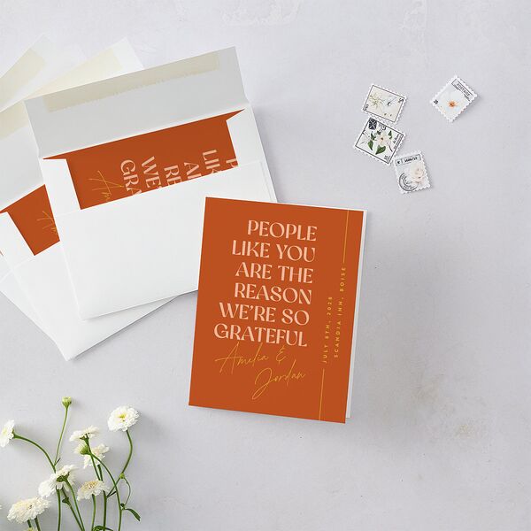Wedding of the Century Thank You Cards Burnt Orange