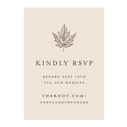 Simple Rustic Fall Leaf QR Code RSVP Cards Deep Bronze Signature Standard