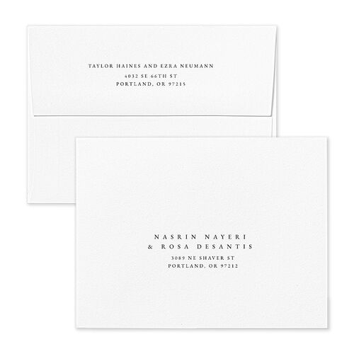 Rich Greenery Save the Date Petite Card Envelopes White Standard Cruise Both Recipient and Return Addresses Signature