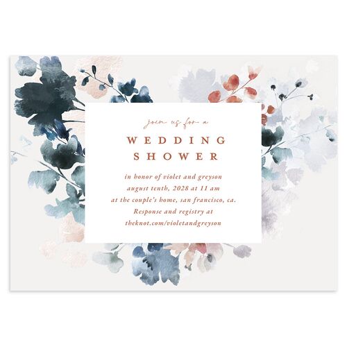 Ethereal Floral Bridal Shower Invitations Dusty Blue Signature Blank Standard