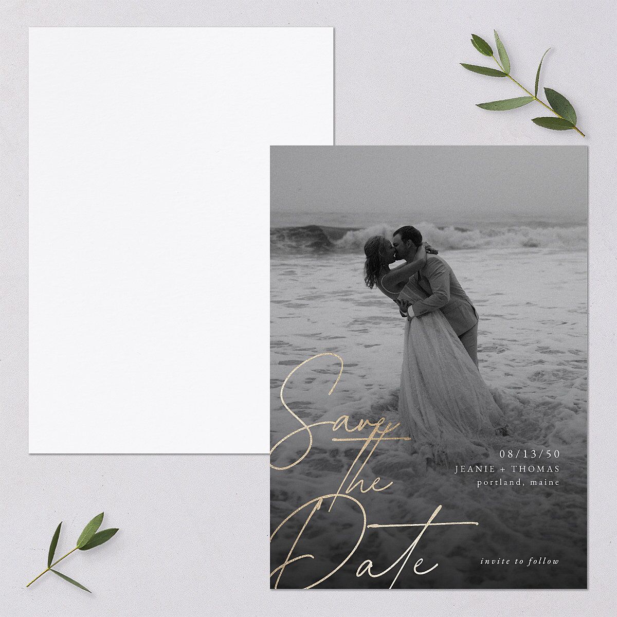 Gilded Corner Save The Date Cards — view 1