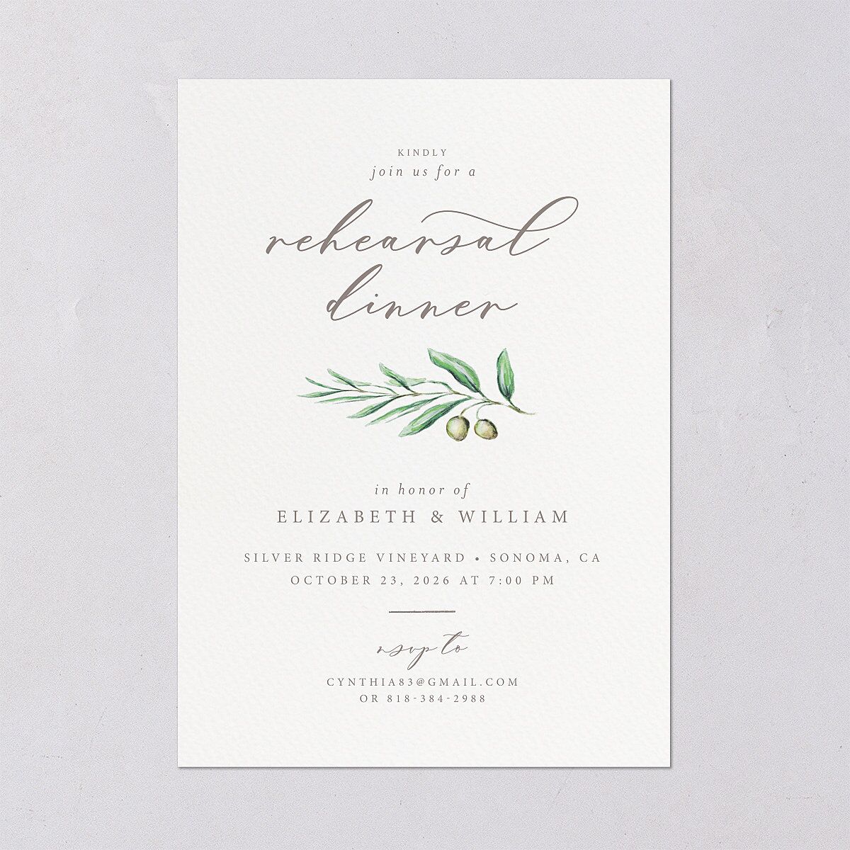 Painted Winery Rehearsal Dinner Invitations Green Apple Signature Blank