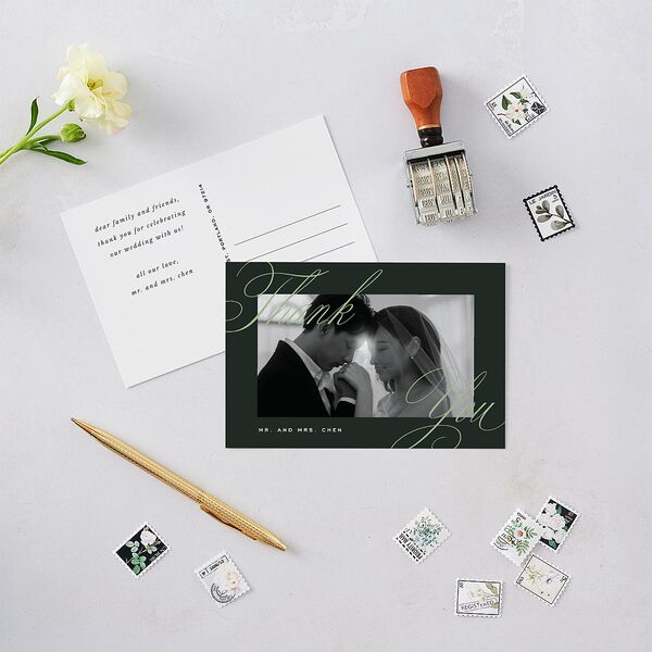Classic Joyful Greeting Thank You Postcards Hunter Green