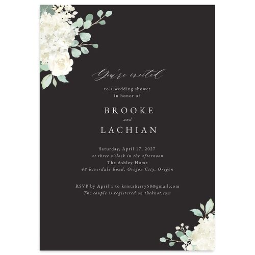 Elegant Hydrangea Bridal Shower Invitations Charcoal Signature Blank Standard