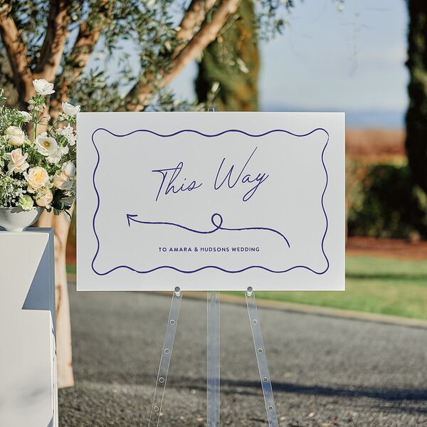 Hand Drawn Wavy Border Standard Direction Sign Large Sapphire Standard Indoor Foam Core L Direction