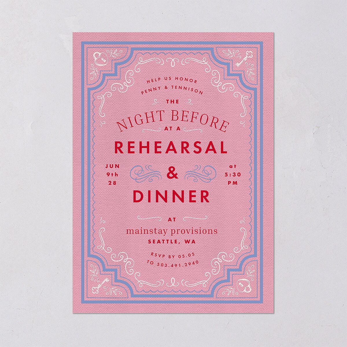 Cinematic Rehearsal Dinner Invitations Lily Signature Blank Standard