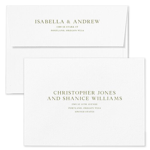 Cordillera Wedding Invitation Envelopes Terracotta Olive Return Address Standard Signature