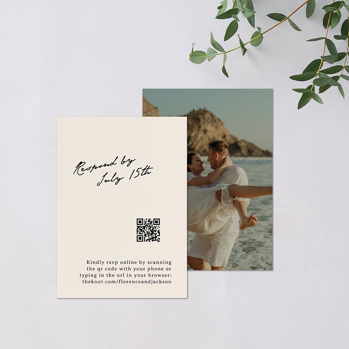 Vintage Film Photo QR Code RSVP Cards Sand Signature Standard