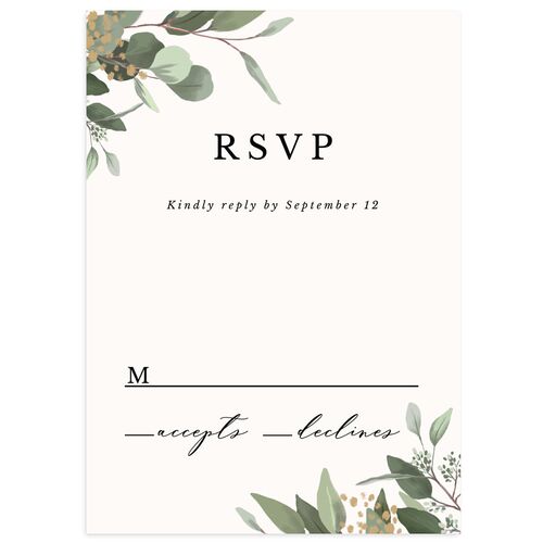 Eucalyptus Frame Wedding Response Cards Midnight Signature Standard