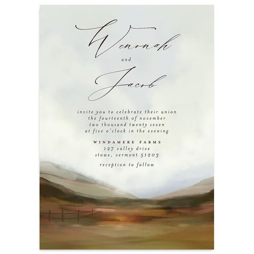 Western Valley Wedding Invitations Chocolate Signature Blank No Standard